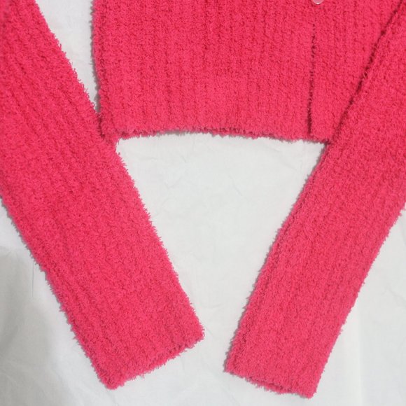 NWOT Zara Hot PInk Chenille Cropped Cardigan. - Picture 9 of 12